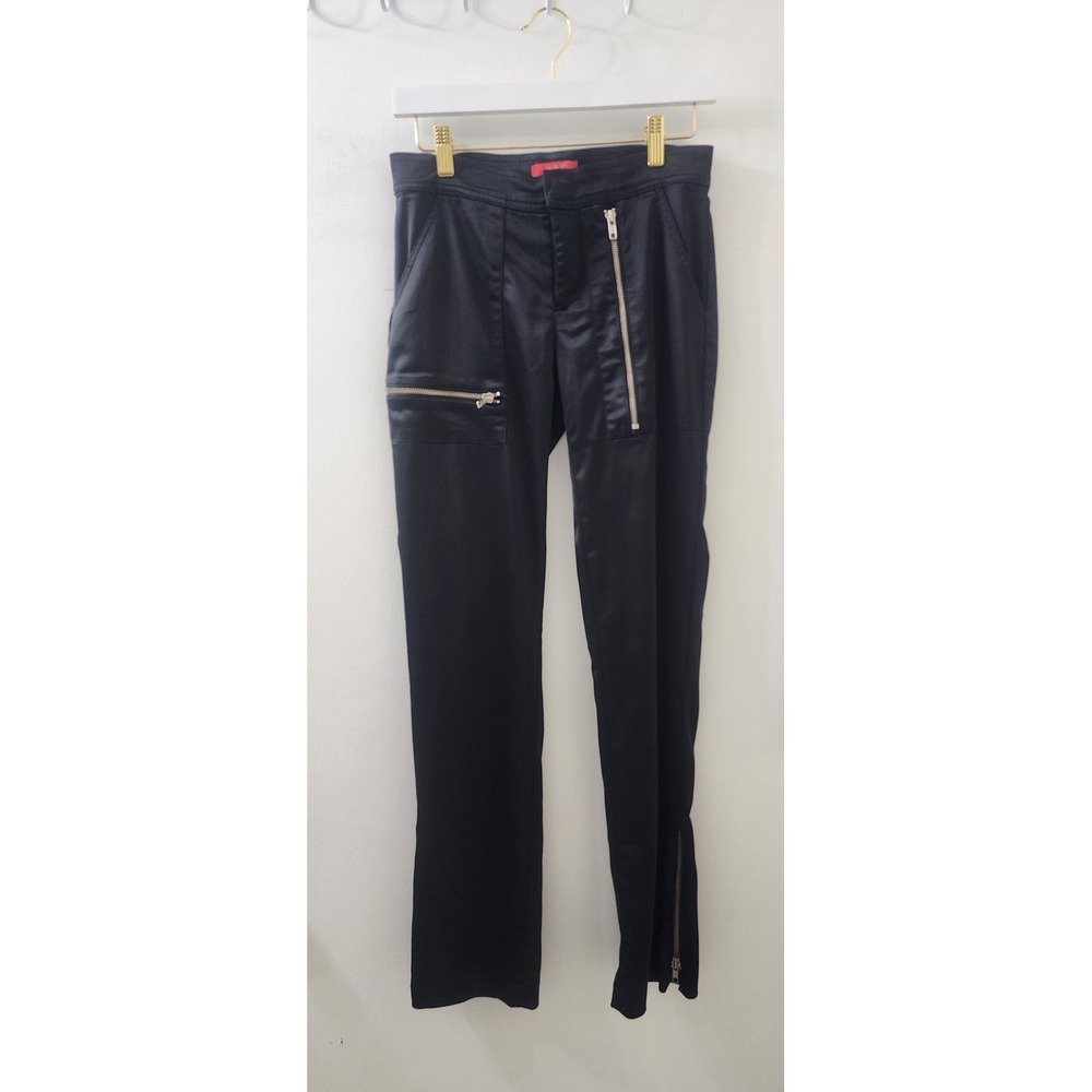 ABS Allen Schwartz Elite Black Satin Cargo Zipper Pants Womens 4 Slim‎ Utility